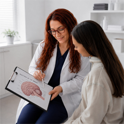 Especialista aplicando pruebas y herramientas de evaluación clínica para el diagnóstico de neurodivergencia en nuestra sede de Tlalnepantla de Baz.