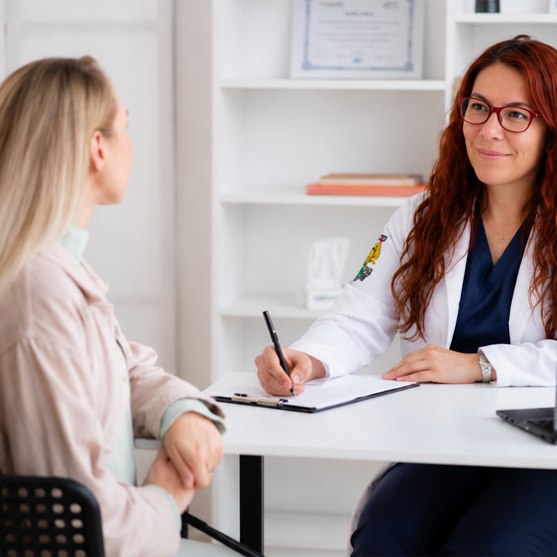 Especialista de Clínica Gamam en consulta médica planificando el seguimiento de enfermedades crónicas para adultos mayores, evaluando el progreso del alzheimer, cuidados del adulto mayor y control de la hipertensión en Tlalnepantla de Baz.